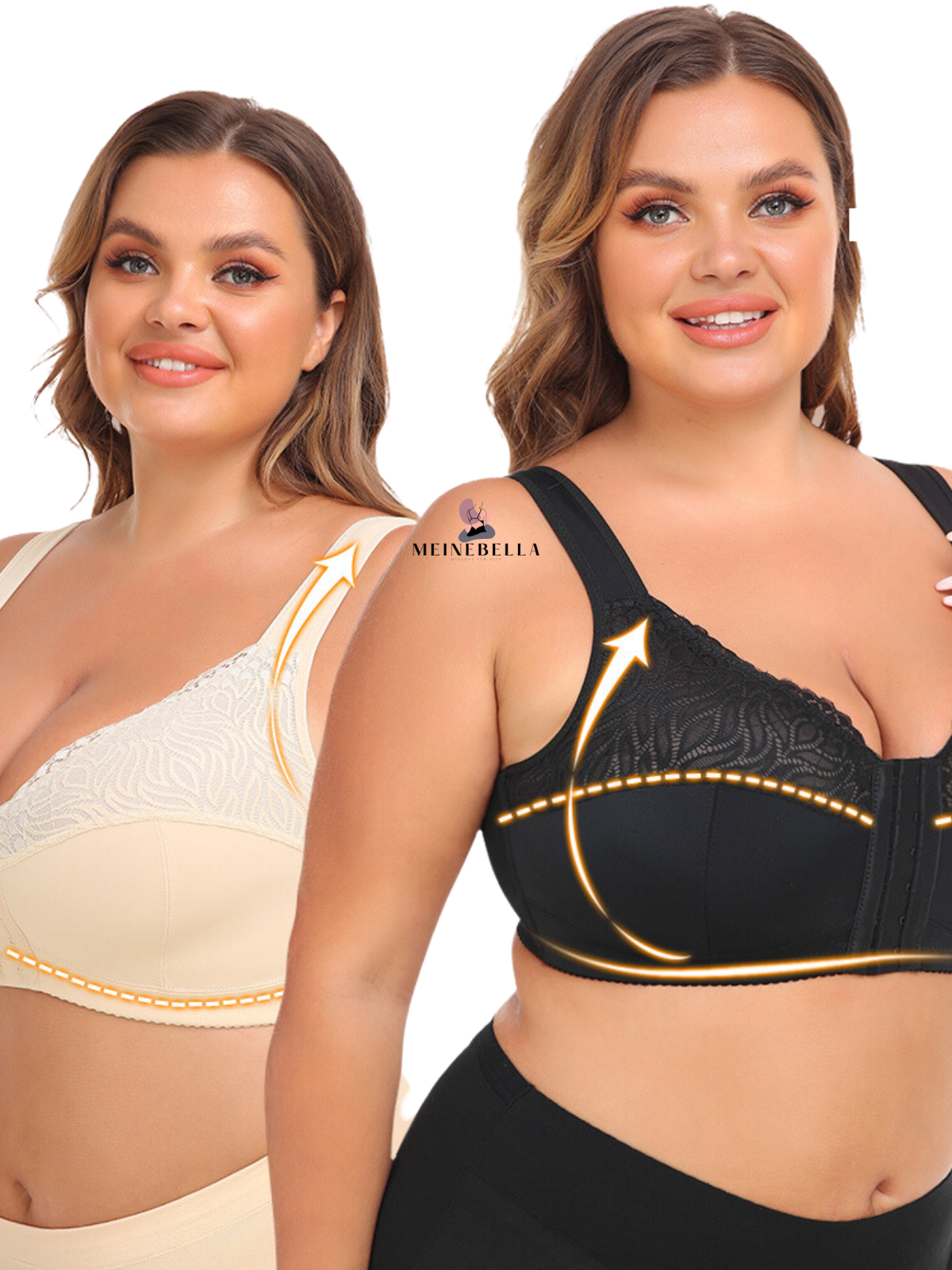 Meinebella™ Frontverschluss BH mit Spitze Ohne Bügel