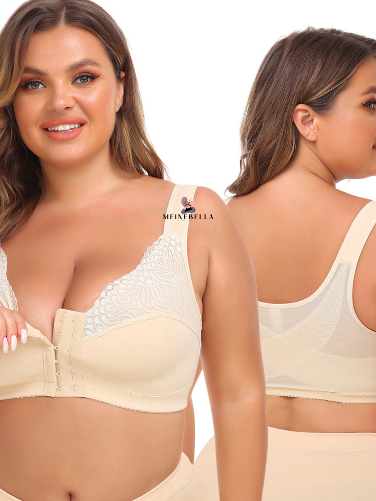 Meinebella™ Frontverschluss BH mit Spitze Ohne Bügel