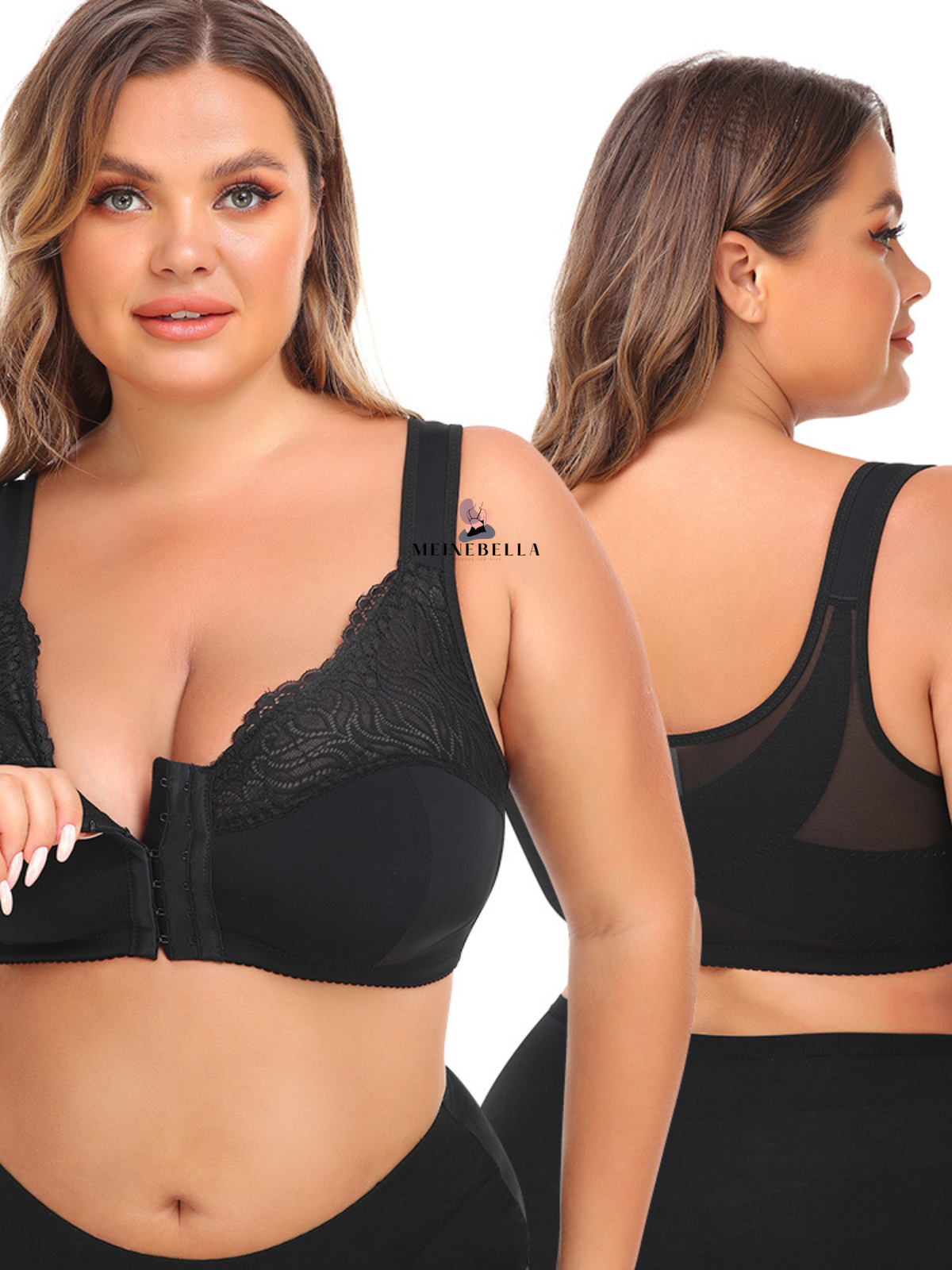 Meinebella™ Frontverschluss BH mit Spitze Ohne Bügel